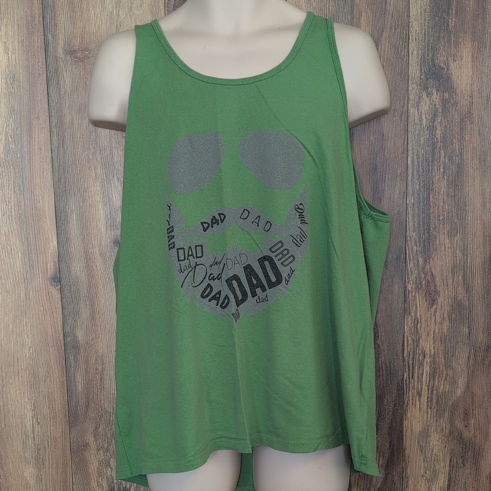 Canvas Green Tank Top with Dad Graphic 2XL                  V212